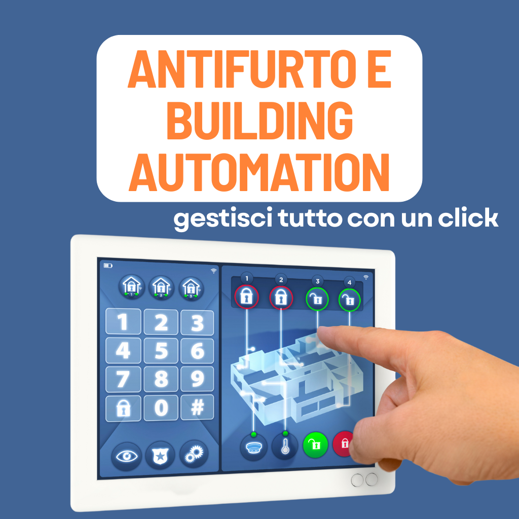 Schermo touch per antifurto e building automation con controllo climatizzazione e fotovoltaico.