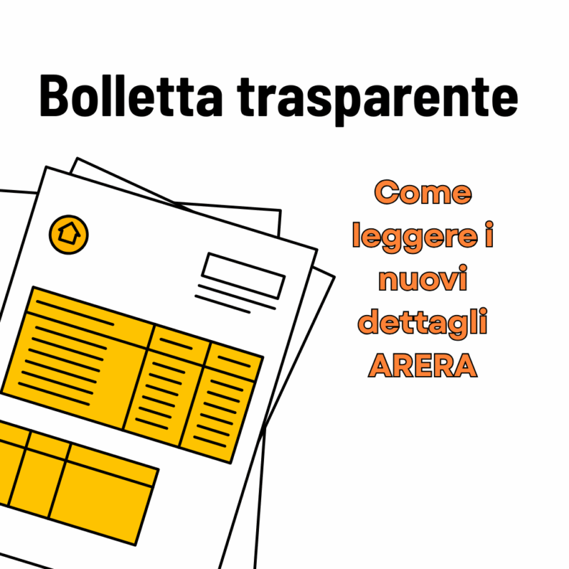 Illustrazione di una bolletta con evidenziate le nuove sezioni introdotte da ARERA per la bolletta trasparente