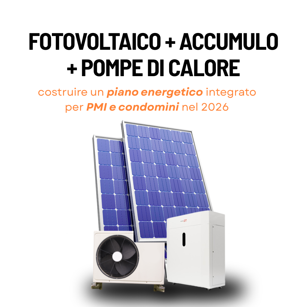 Sistema energetico integrato con pannelli fotovoltaici, accumulo e pompa di calore per PMI e condomìni nel 2026